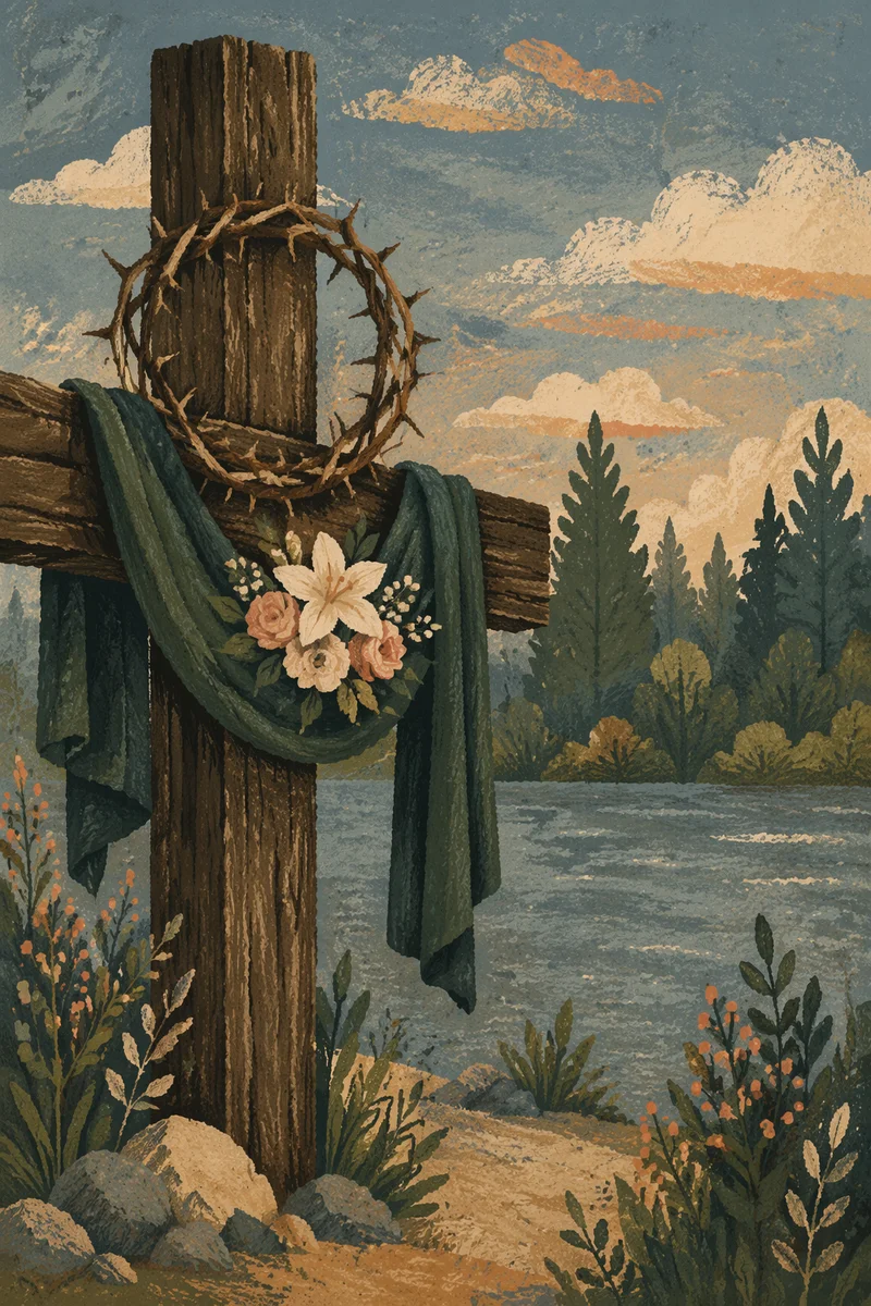 Crown of Thorns on Evergreen Wood