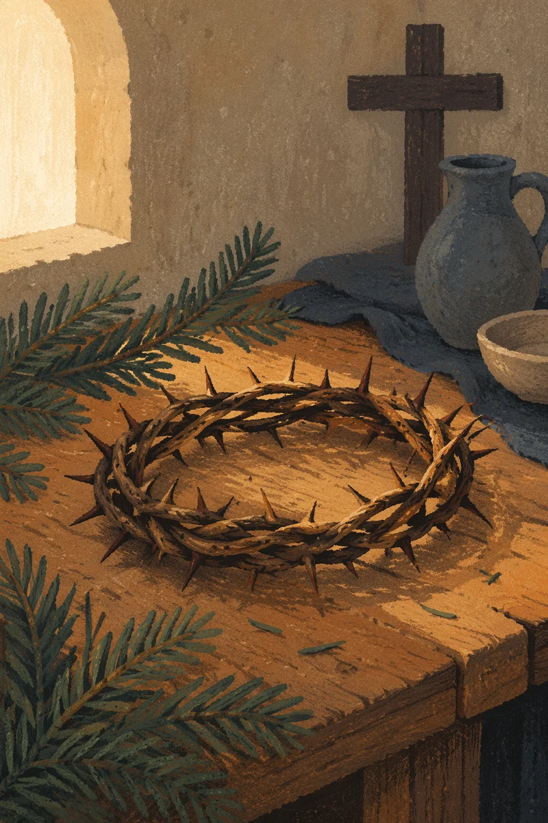 Crown of Thorns with Evergreen Sprigs