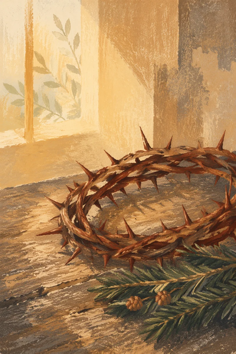 Crown of Thorns with Evergreen Sprig