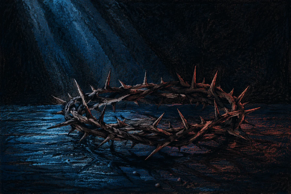 Crown of Thorns on Dark Wood