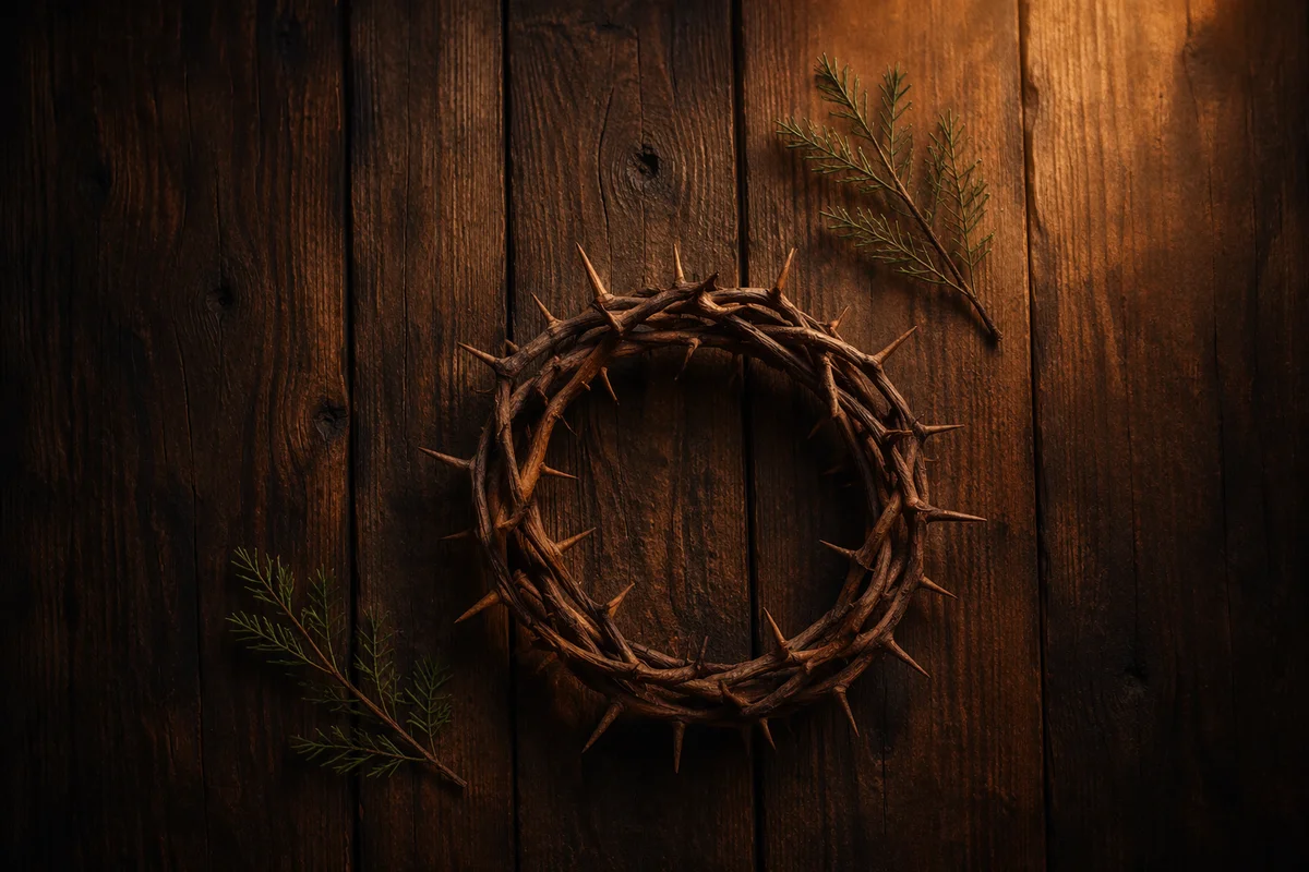 Crown of Thorns on Rustic Wood