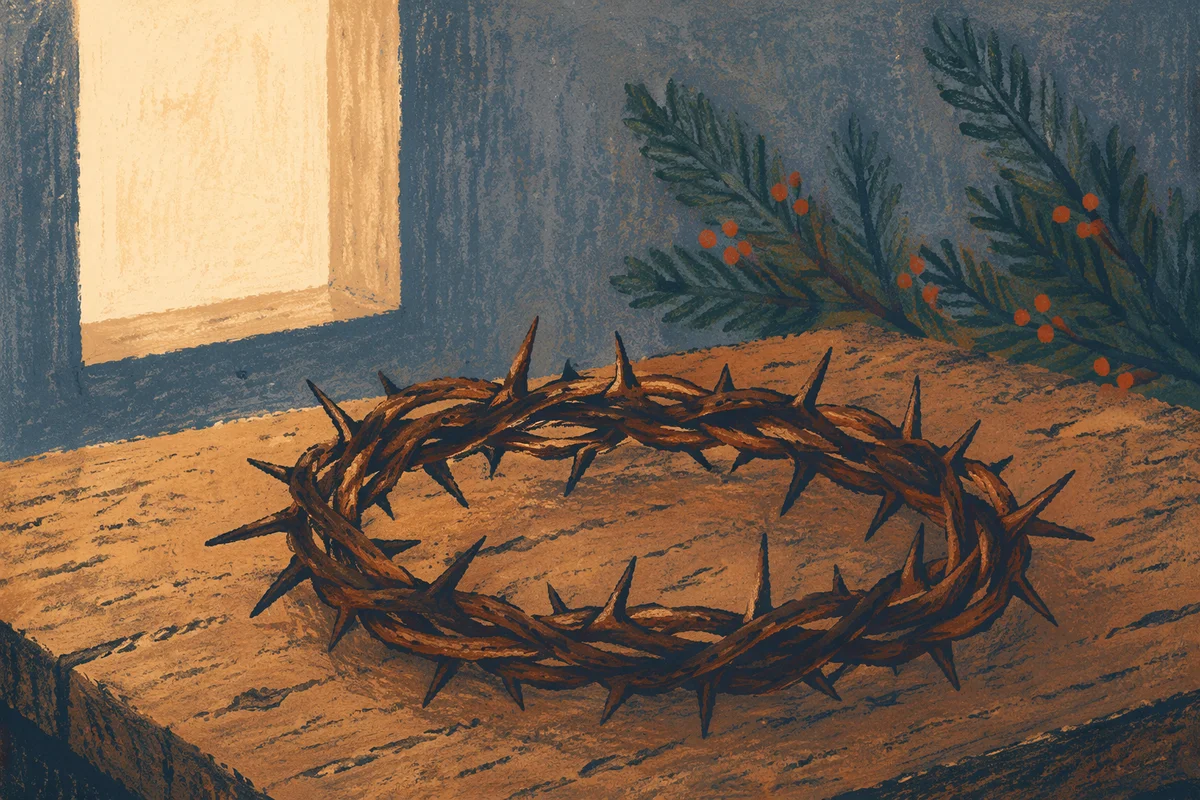 Crown of Thorns on Rustic Wood