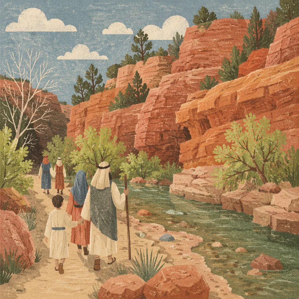 Winding Desert Canyon Path with Junipers