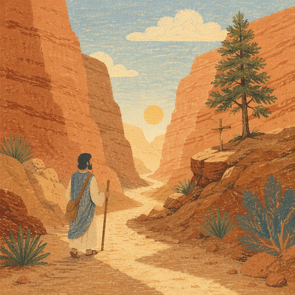Evergreen Hope on Desert Canyon Path