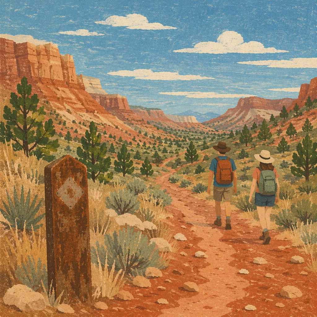 Desert Canyon Path with Evergreen Junipers