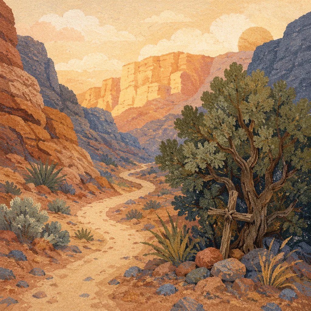 Evergreen Juniper Along Desert Canyon Path