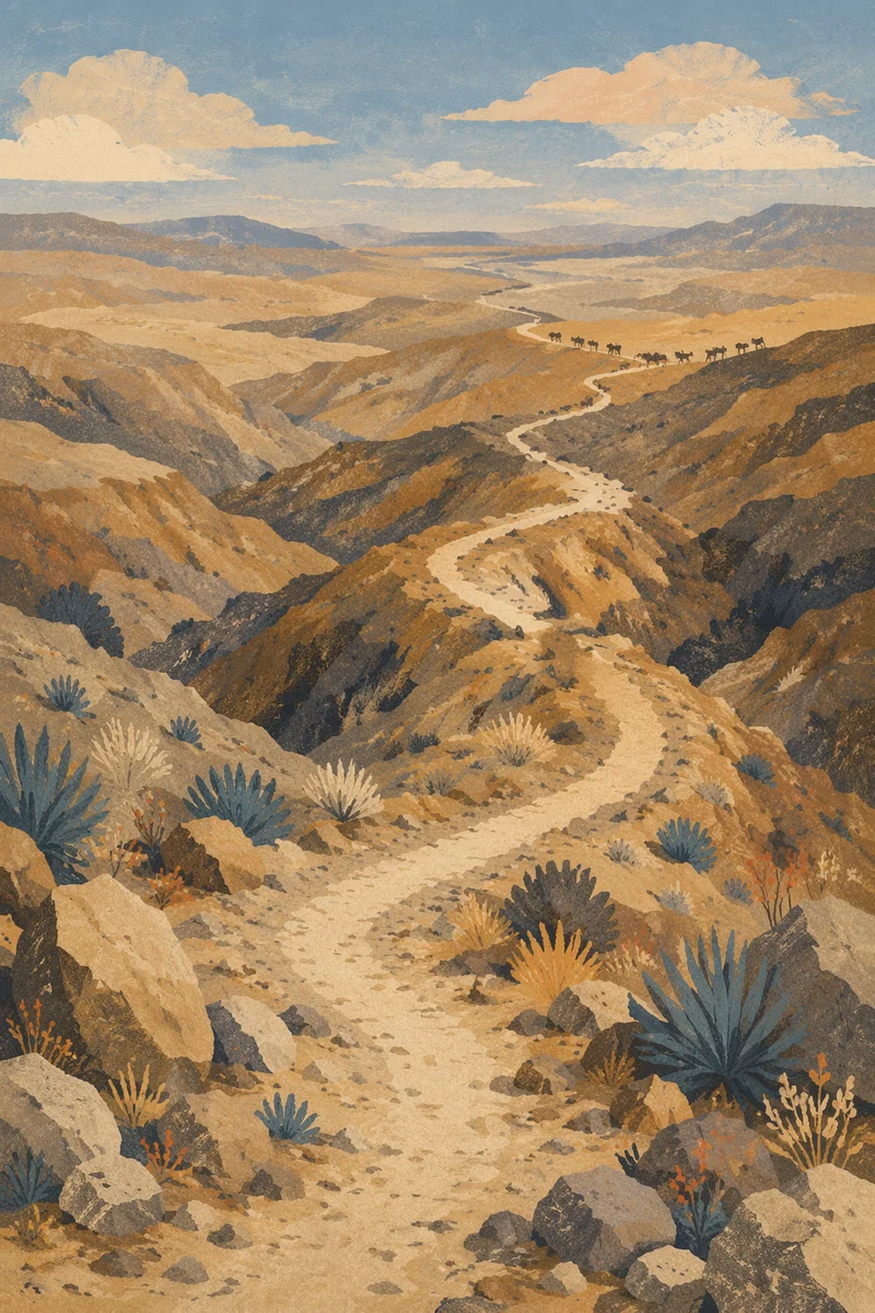 Winding Desert Canyon Path at Dusk