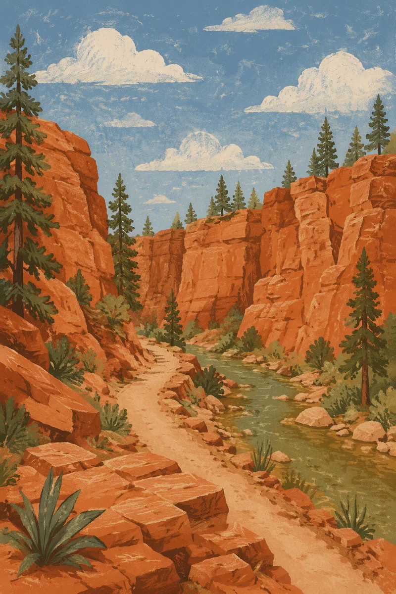 Evergreen Desert Canyon Pilgrimage Path