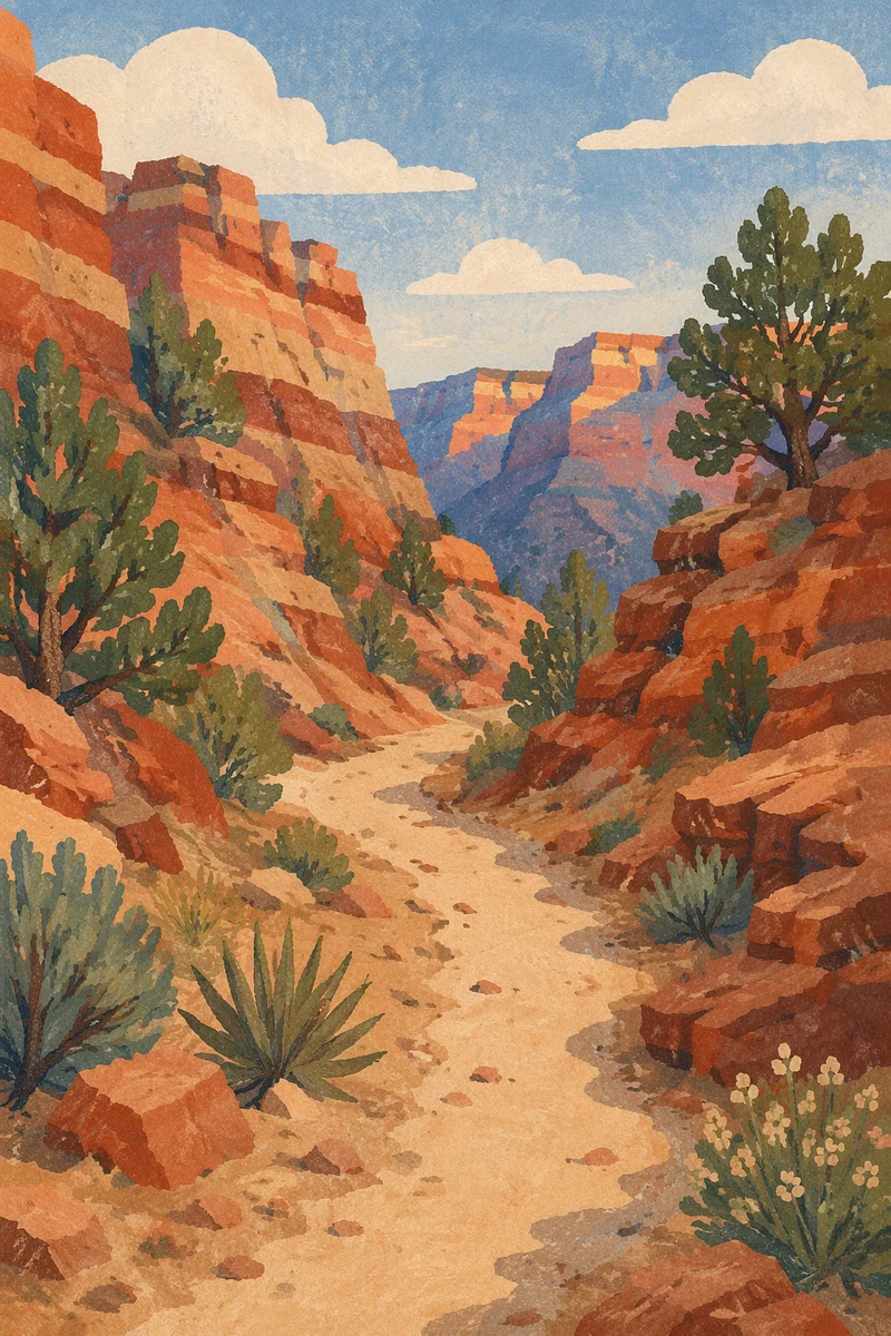 Evergreen Desert Path Through Red Canyon