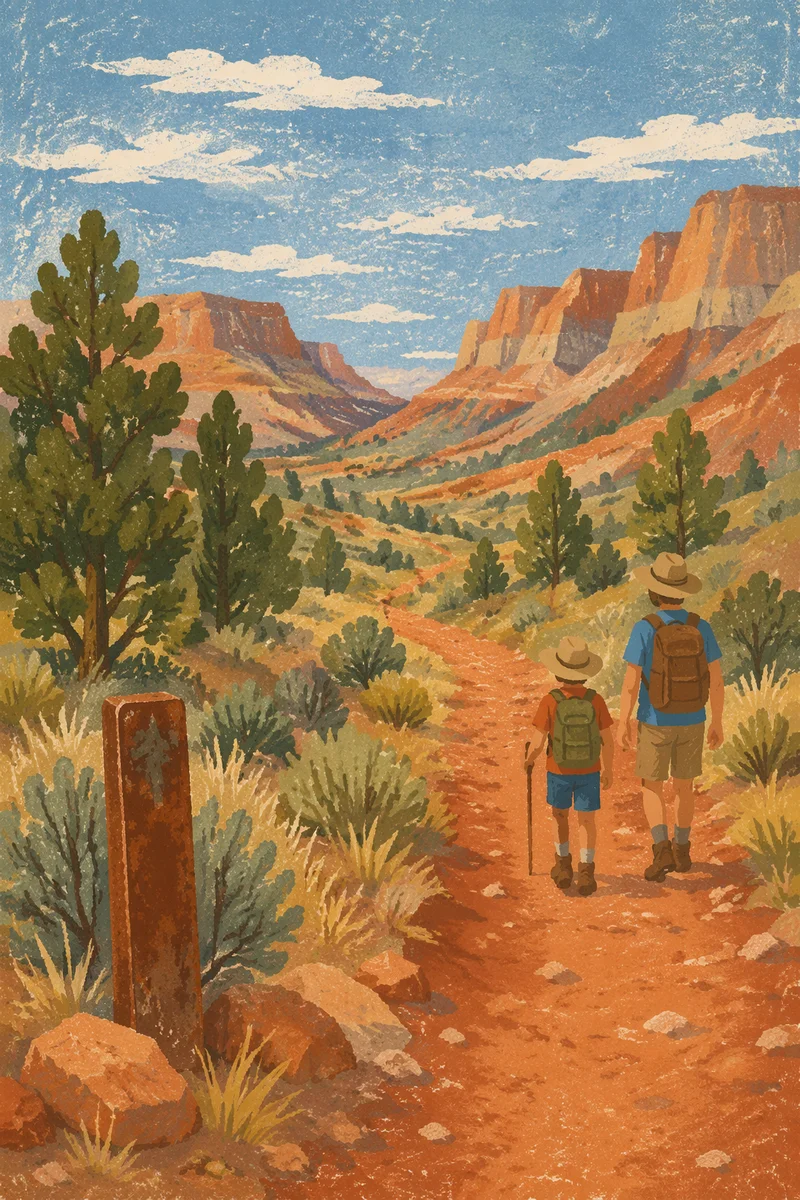 Desert Canyon Path with Evergreen Junipers