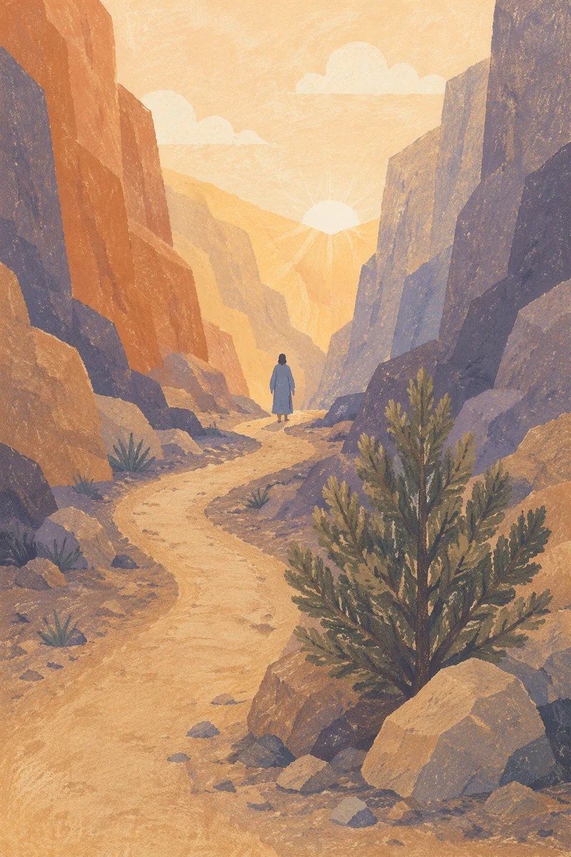 Evergreen Hope on a Desert Canyon Path