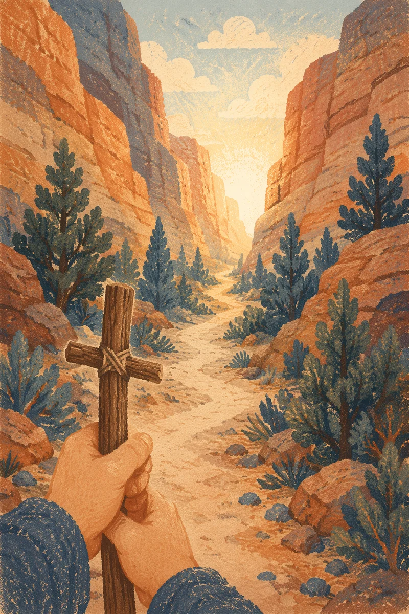 Evergreen Hope Along a Desert Canyon Path