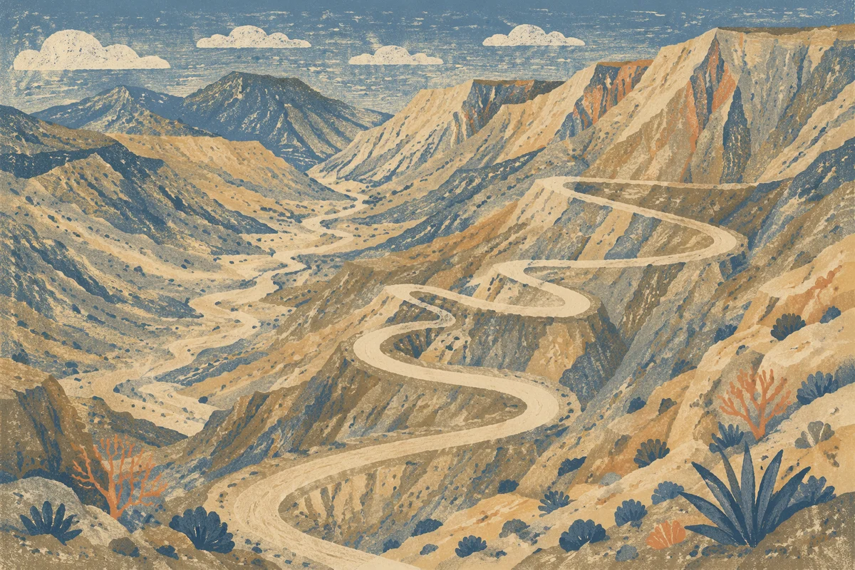 Winding Desert Canyon Path at Daylight