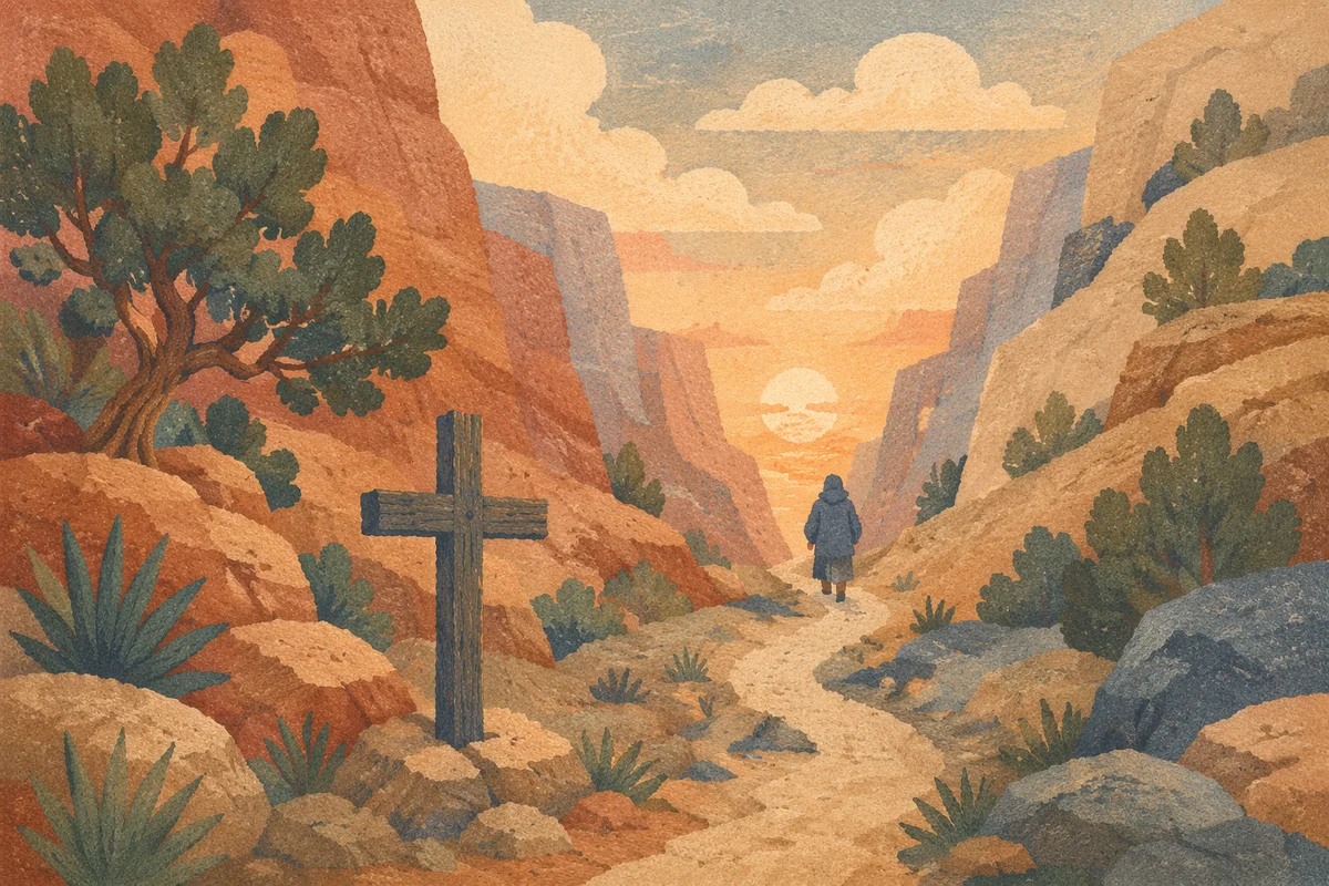 Winter Canyon Pilgrimage With Evergreen Junipers