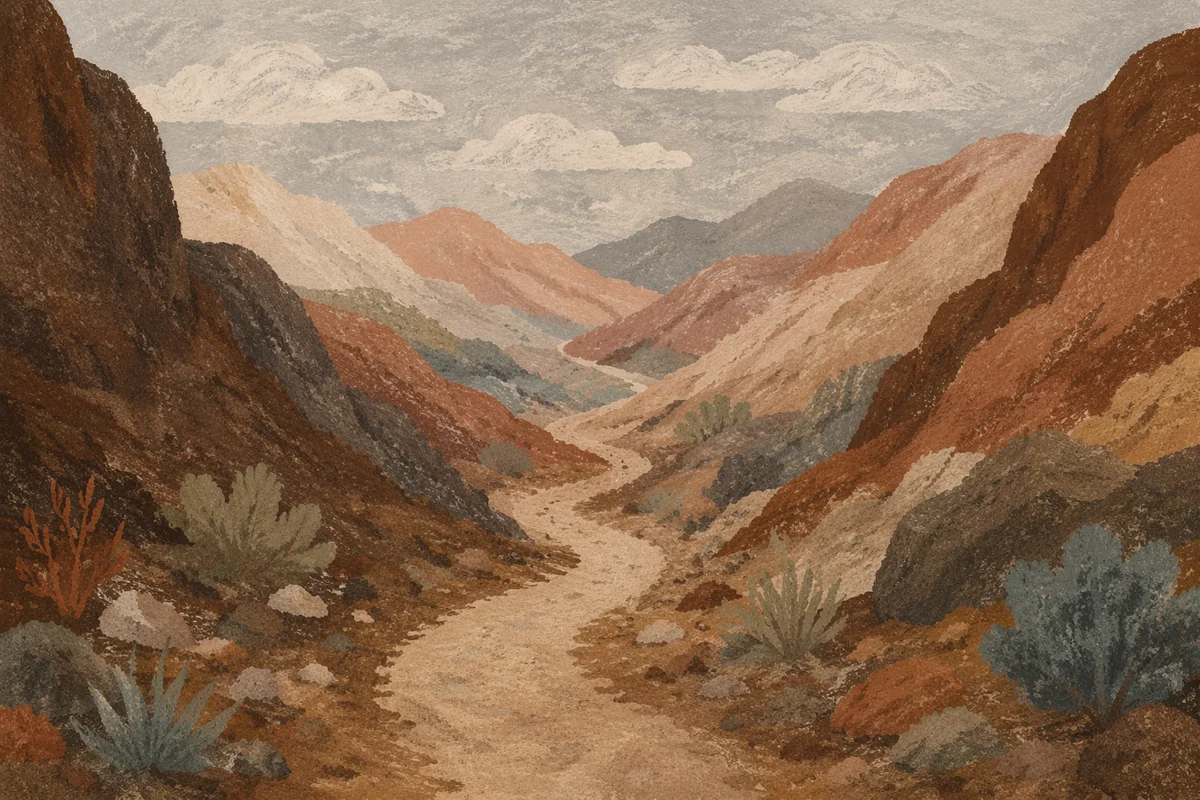 Winding Desert Canyon Path in Soft Light