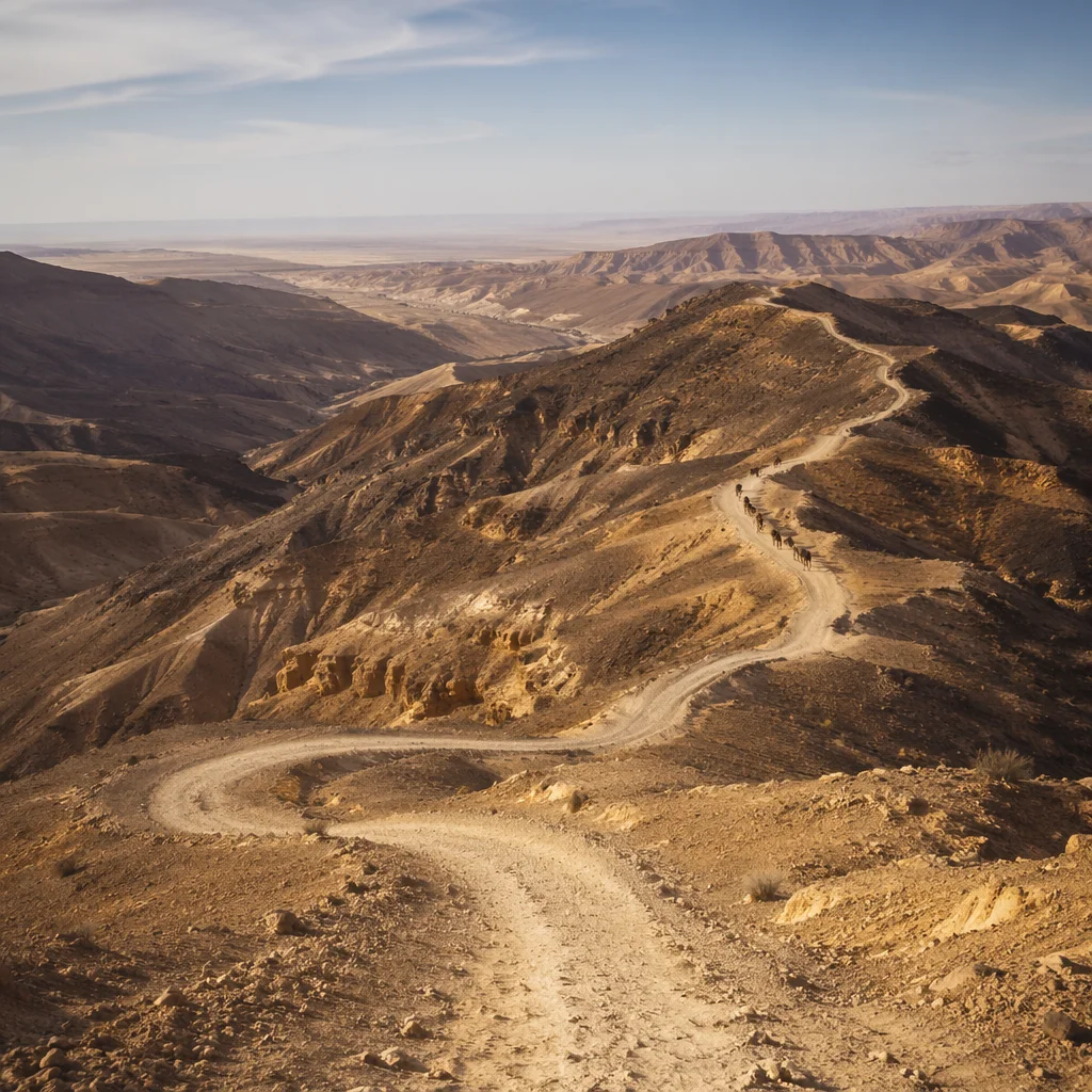 Winding Desert Canyon Path at Dusk