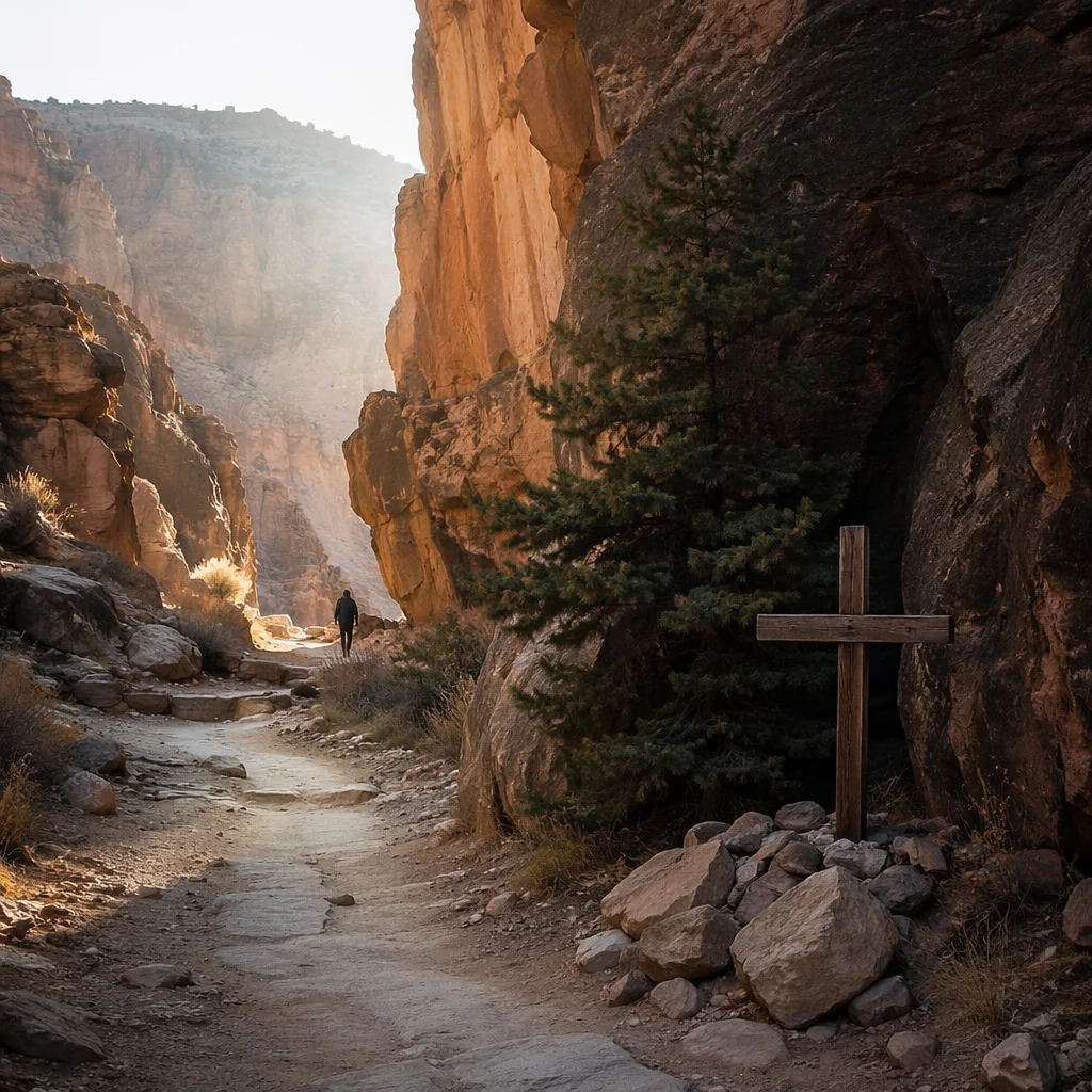Evergreen Hope on Desert Canyon Path
