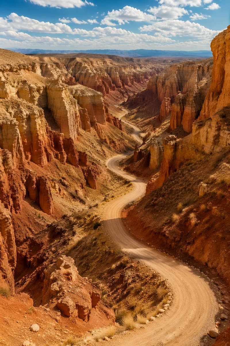 Winding Desert Path Through Sandstone Canyon