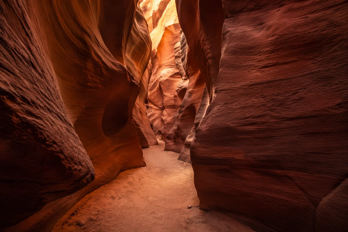 Winding Desert Path Through Slot Canyon