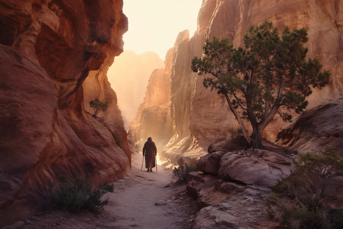 Prayerful Journey Through Evergreen Desert Canyon
