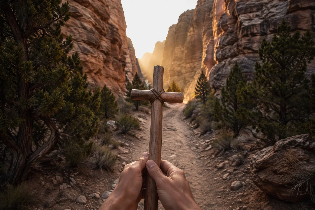 Evergreen Hope on a Desert Canyon Path