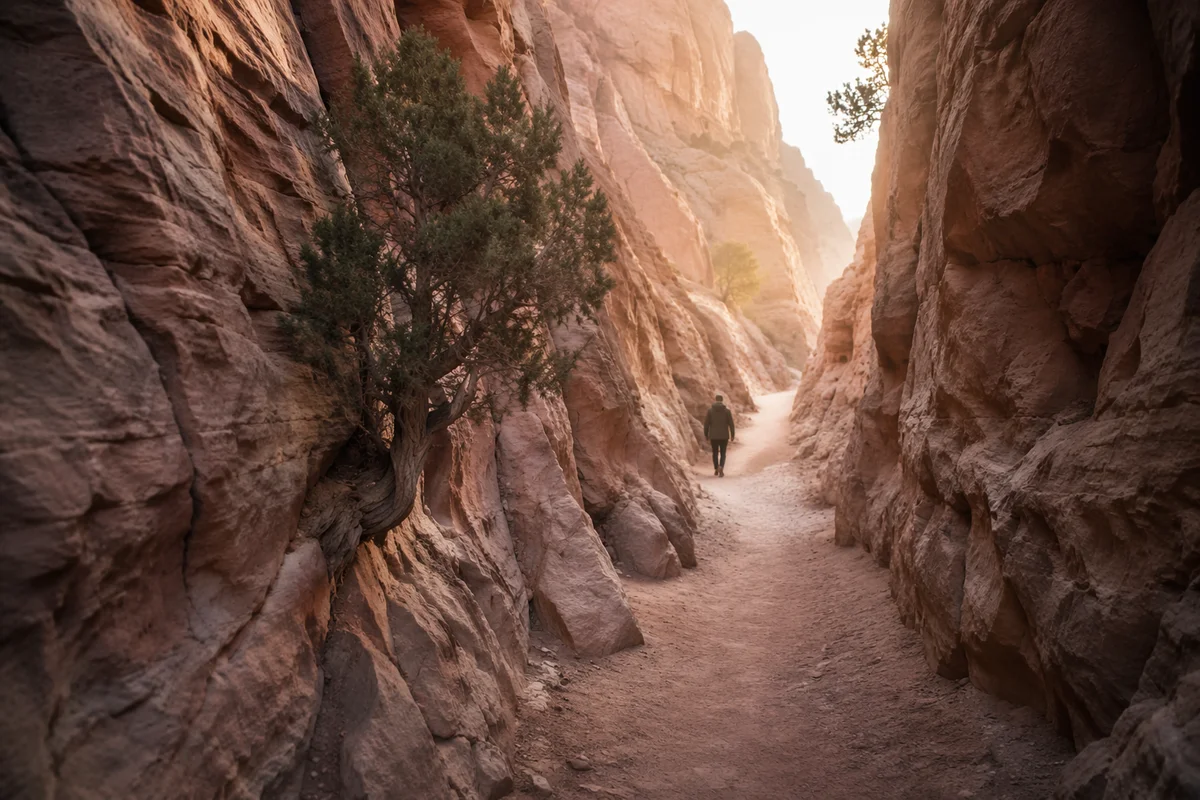 Evergreen Juniper Along Desert Canyon Path
