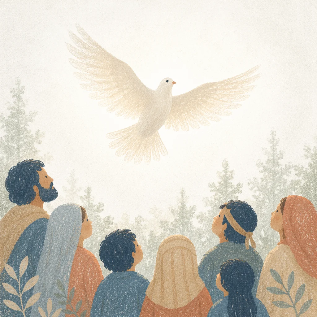 White Dove Flying Through Luminous Sky