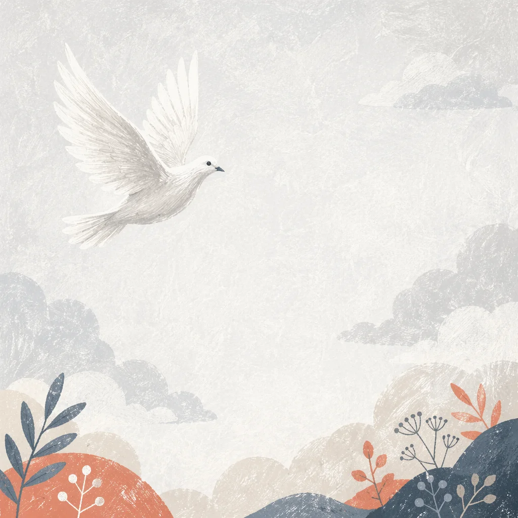 White Dove in Peaceful Holy Spirit Sky
