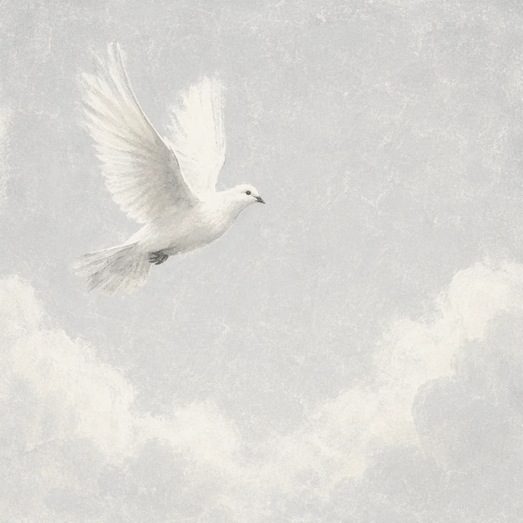 White Dove in Peaceful Holy Spirit Sky