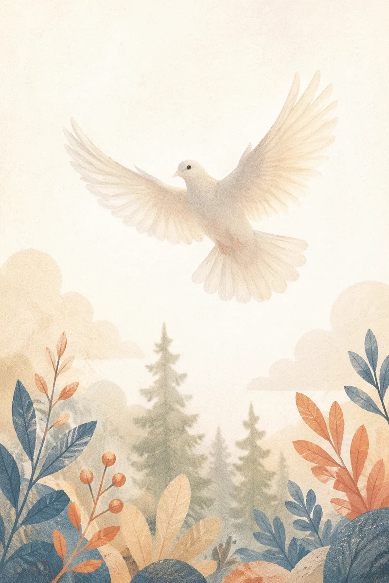White Dove Flying Through Luminous Sky