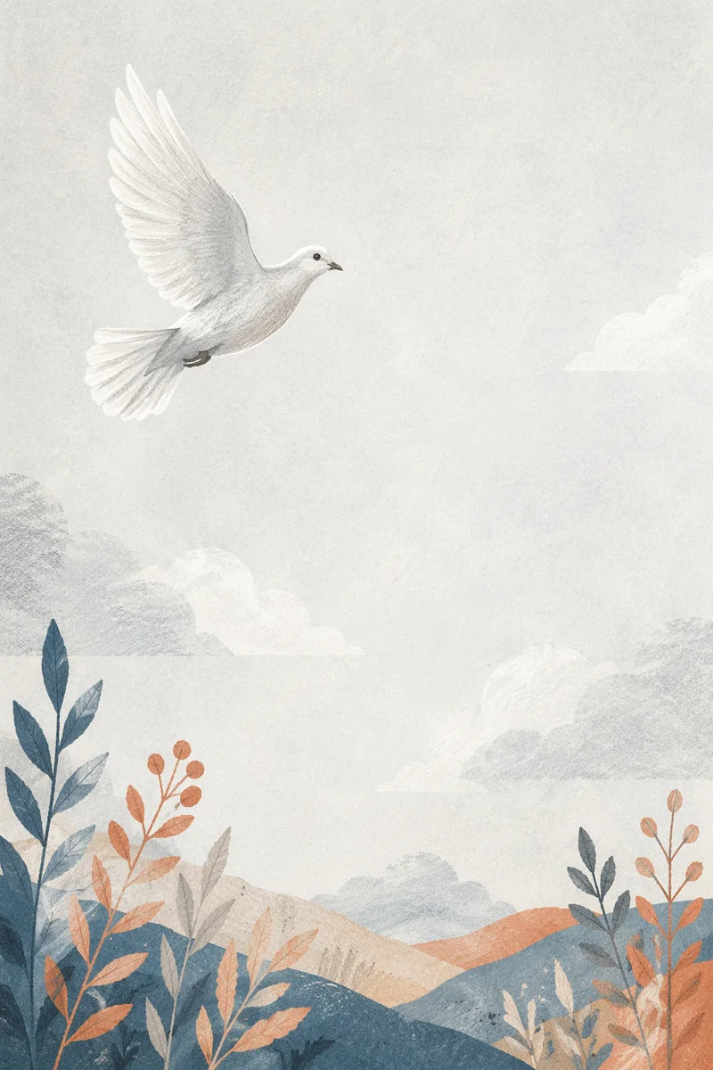 White Dove Flying Through Peaceful Sky