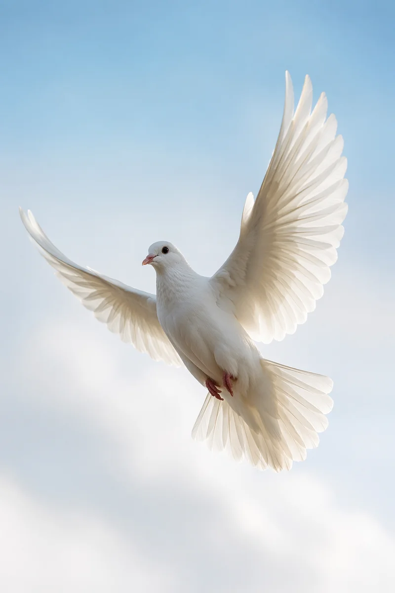 White Dove Rising in Holy Sky