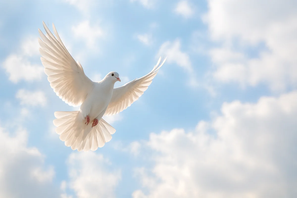 White Dove Soaring in Peaceful Sky