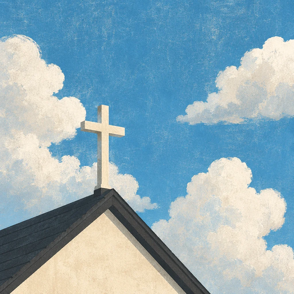 White Cross Beneath Blue Cloudy Sky