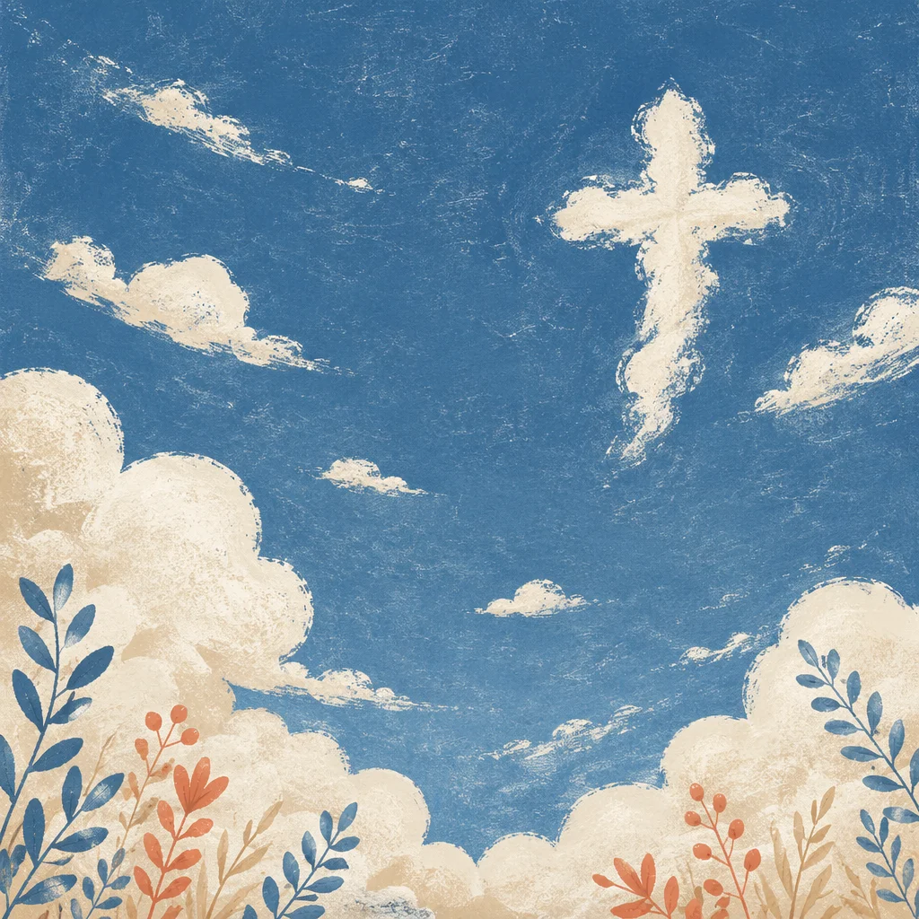 Empty Cross Cloud in Serene Blue Sky