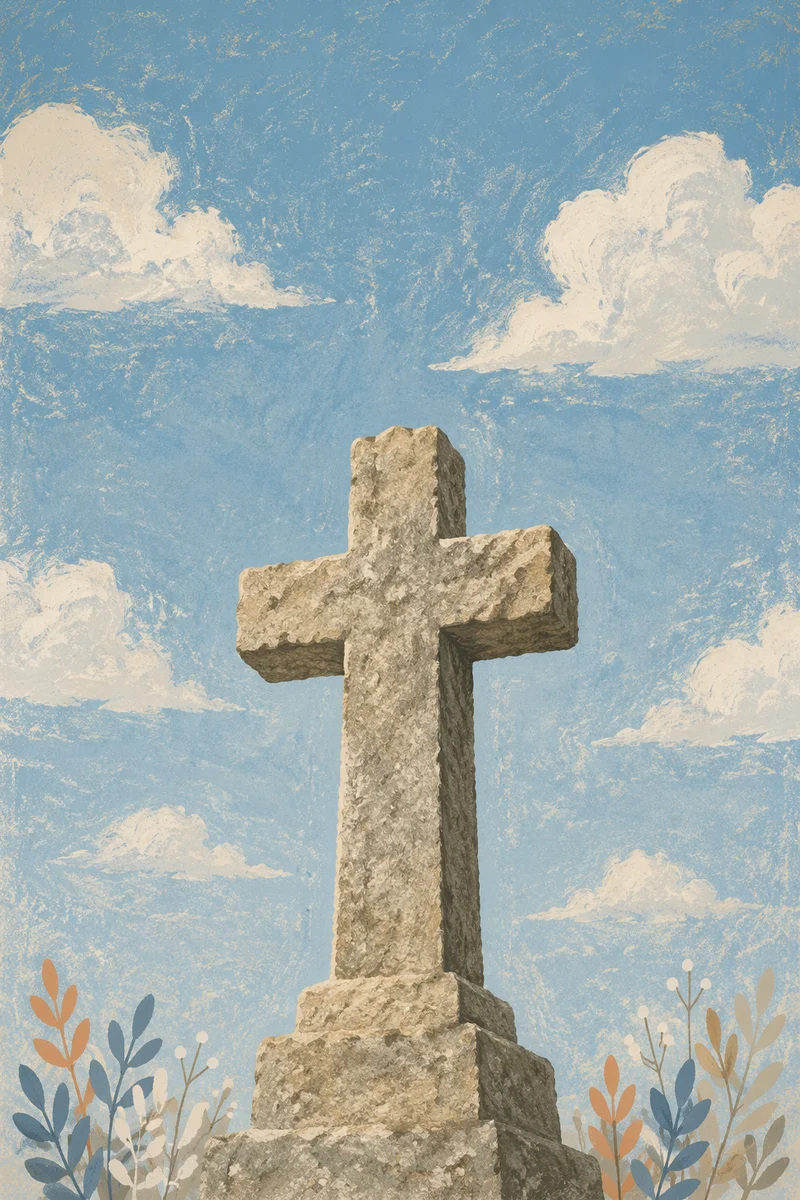 Empty Stone Cross Beneath Blue Sky