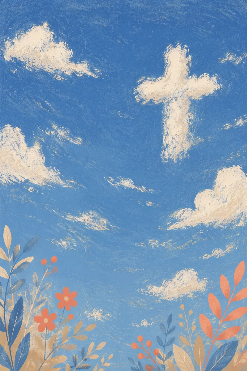 Empty Cross Cloud in Peaceful Blue Sky