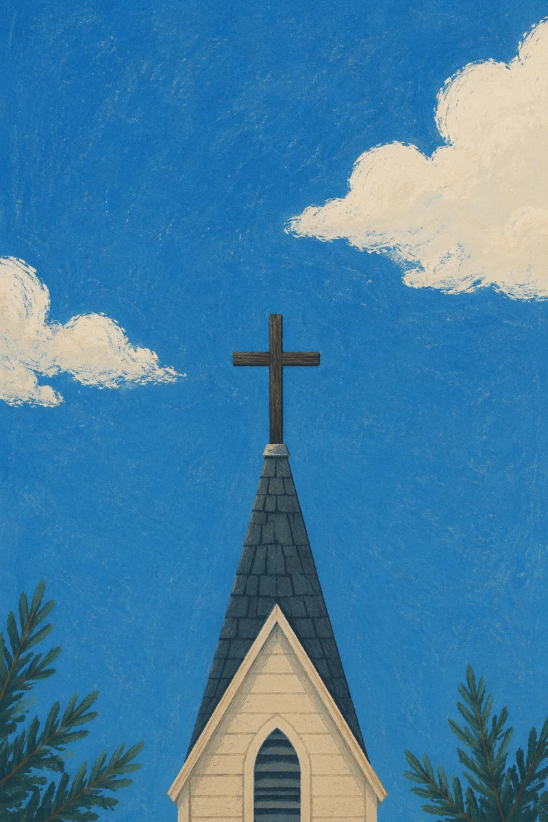 Empty Wooden Cross Under Blue Sky