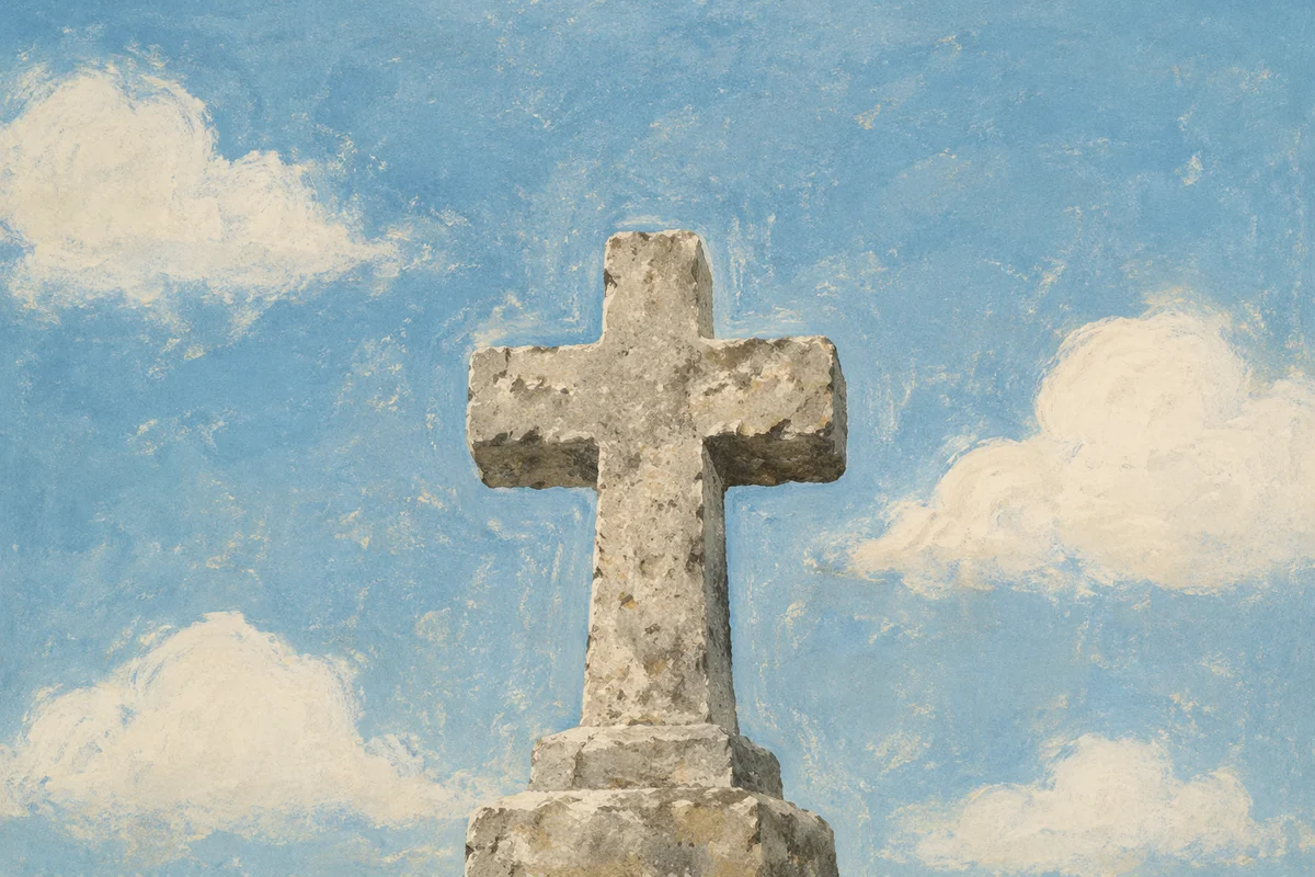 Empty Stone Cross Under Blue Sky