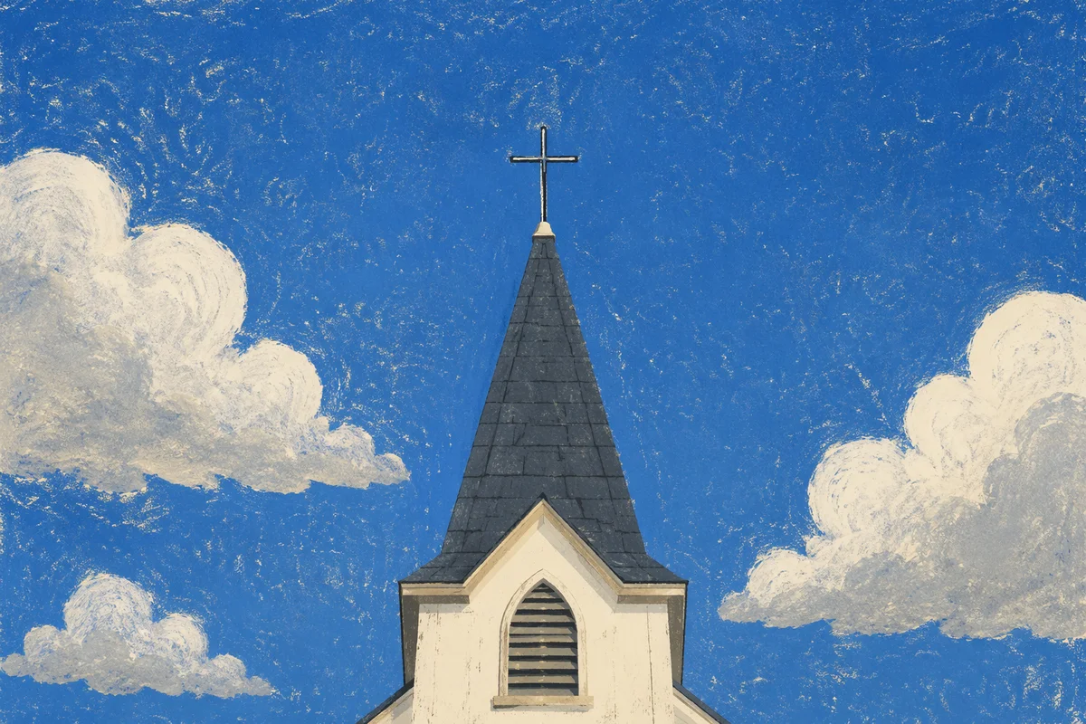Empty Cross Steeple Under Blue Sky