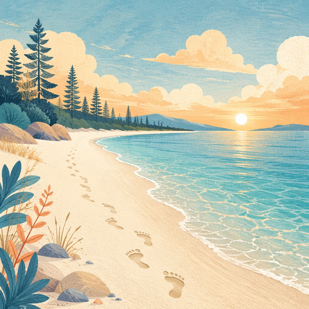 Footprints on Sunrise Beach Shoreline