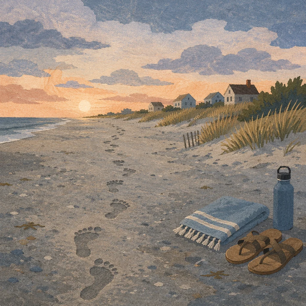 Morning Footprints on a Peaceful Beach