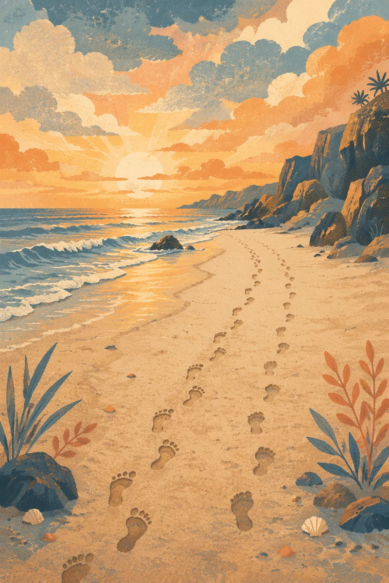 Footprints on Sunrise Beach Path
