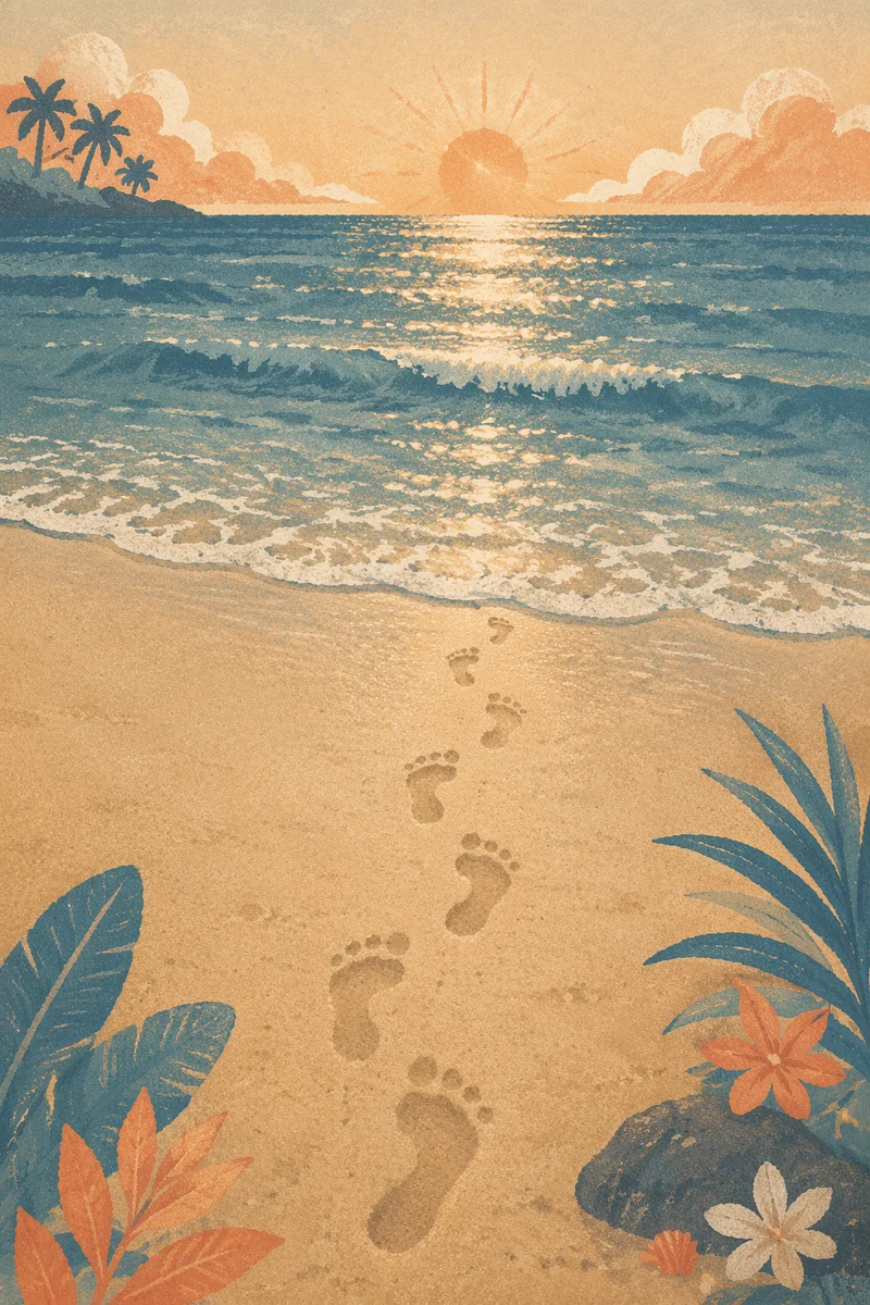 Footprints in Sand at Sunrise Beach