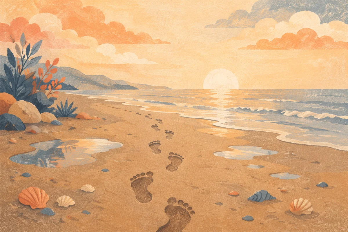 Footprints in Sand at Sunrise Beach