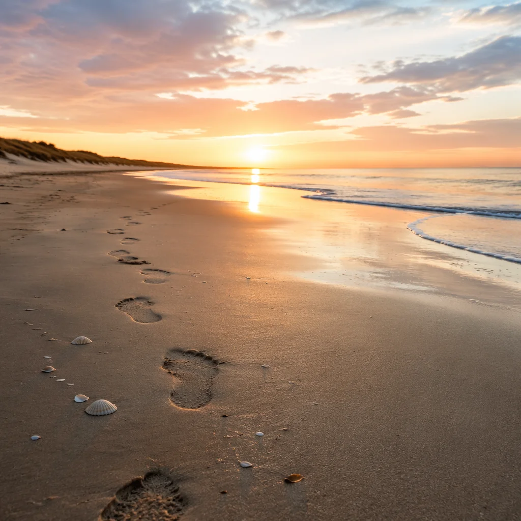 Footprints Through Sunrise Beach Sand