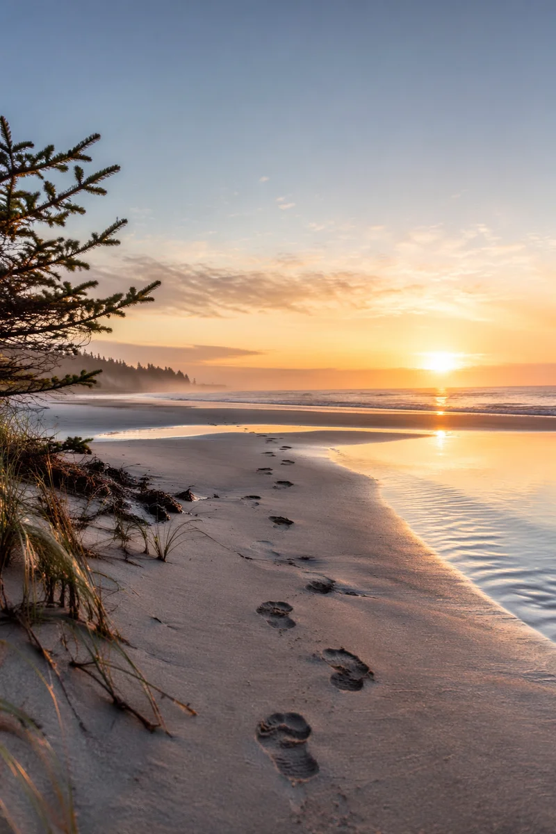 Footprints in Sand at Sunrise Beach