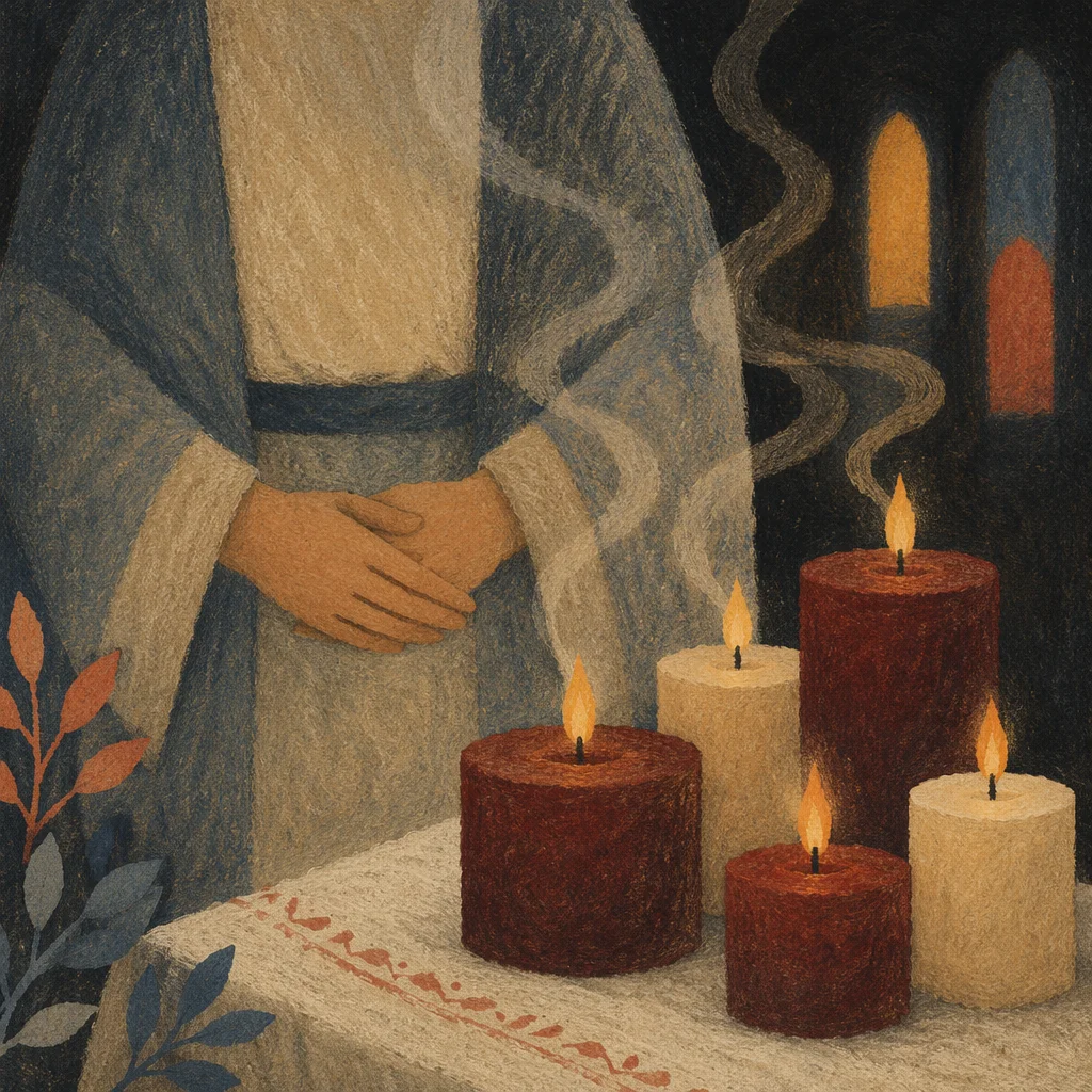 Folded Prayer Hands by Candlelight