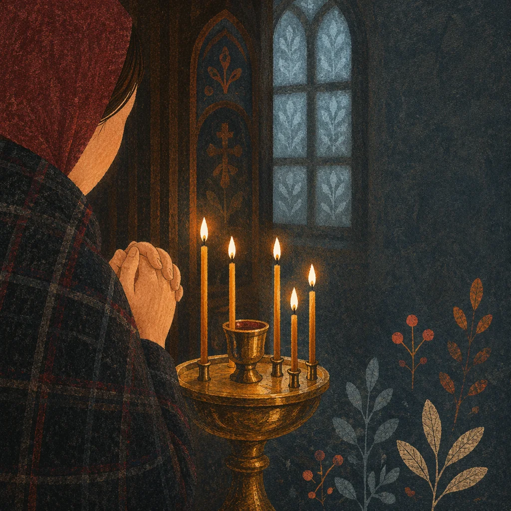 Hands Folded in Prayer by Candlelight