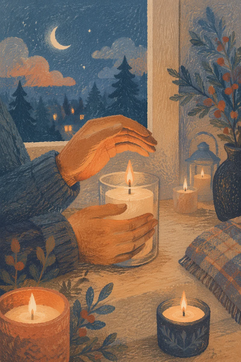 Candlelit Folded Hands in Quiet Prayer